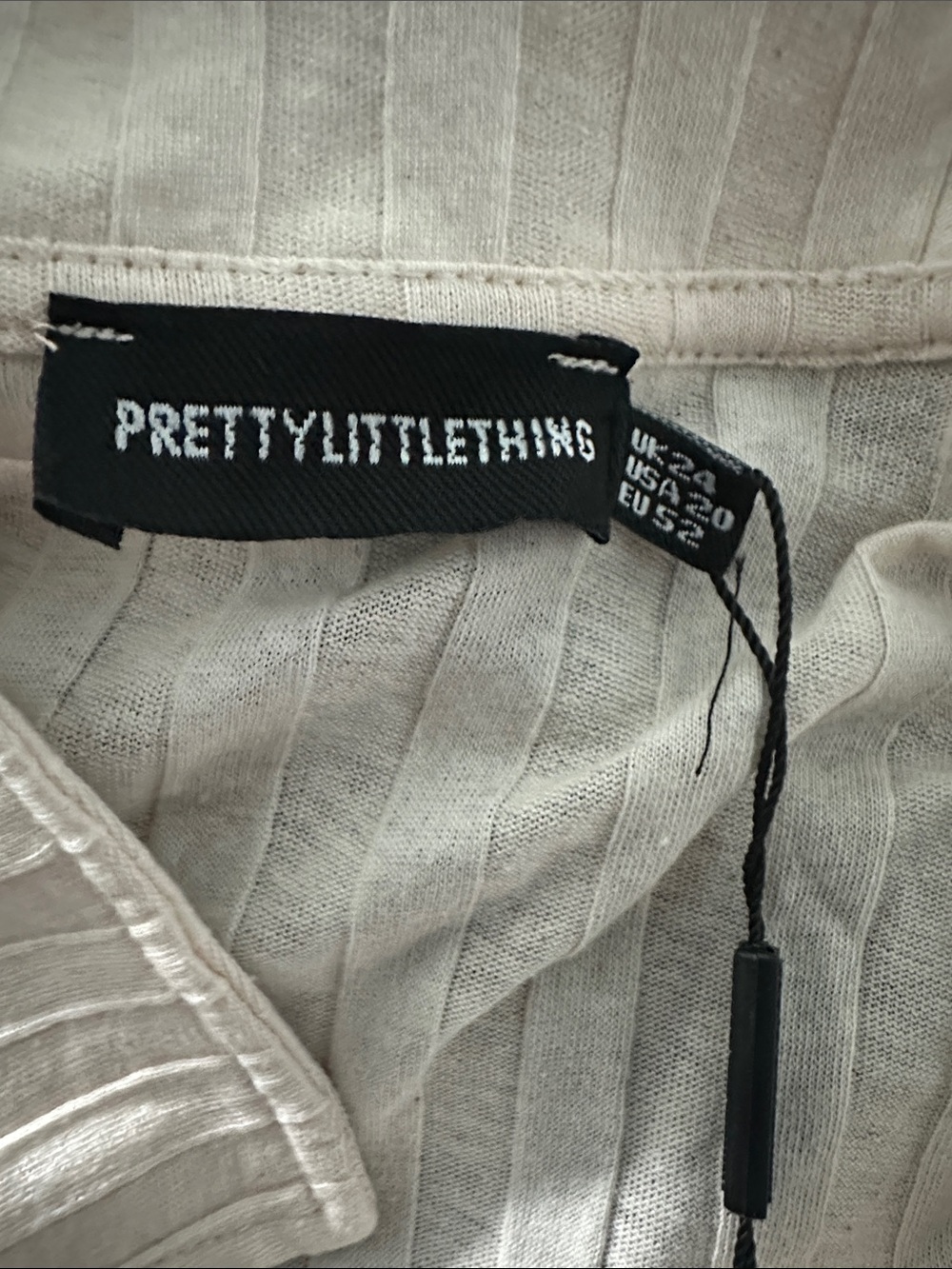 PrettyLittleThing | Ribbed Button-Up Shirt - Cream - Picture 6 of 6